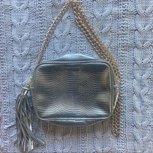 Victoria secret silver crossbody bag with gold chain